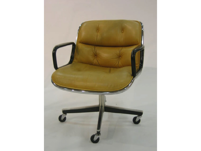 Appraisal: CHARLES POLLACK FOR HERMAN MILLER Molded plastic and tan leather