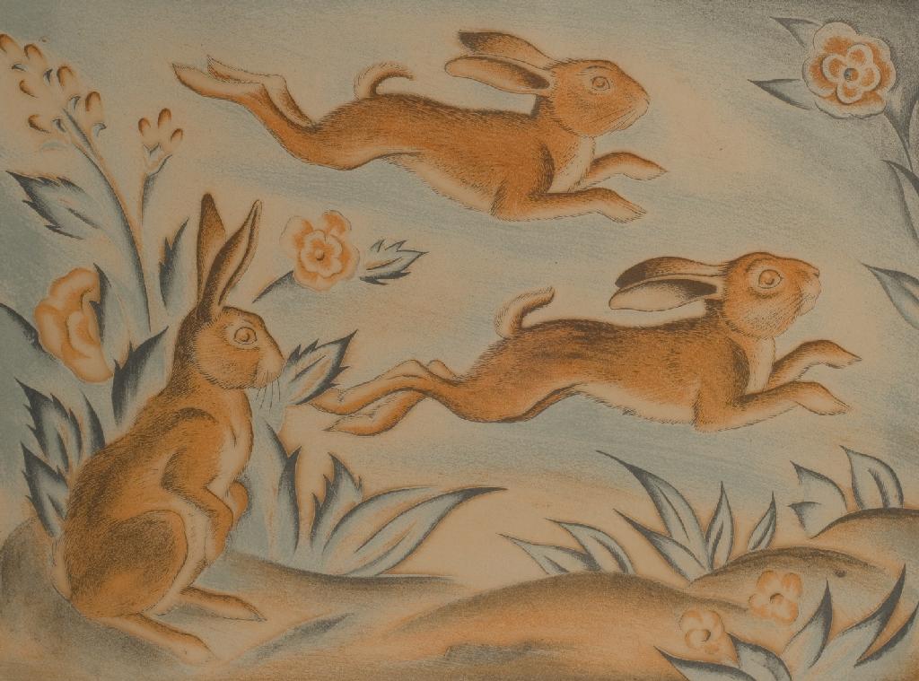 Appraisal: CLIFFORD CYRIL WEBB BRITISH - HARES LITHOGRAPH c cm by