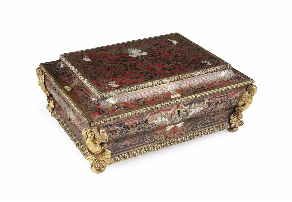 Appraisal: YLOUIS XIV STYLE BOULLE AND GILT BRONZE WORK BOX TH