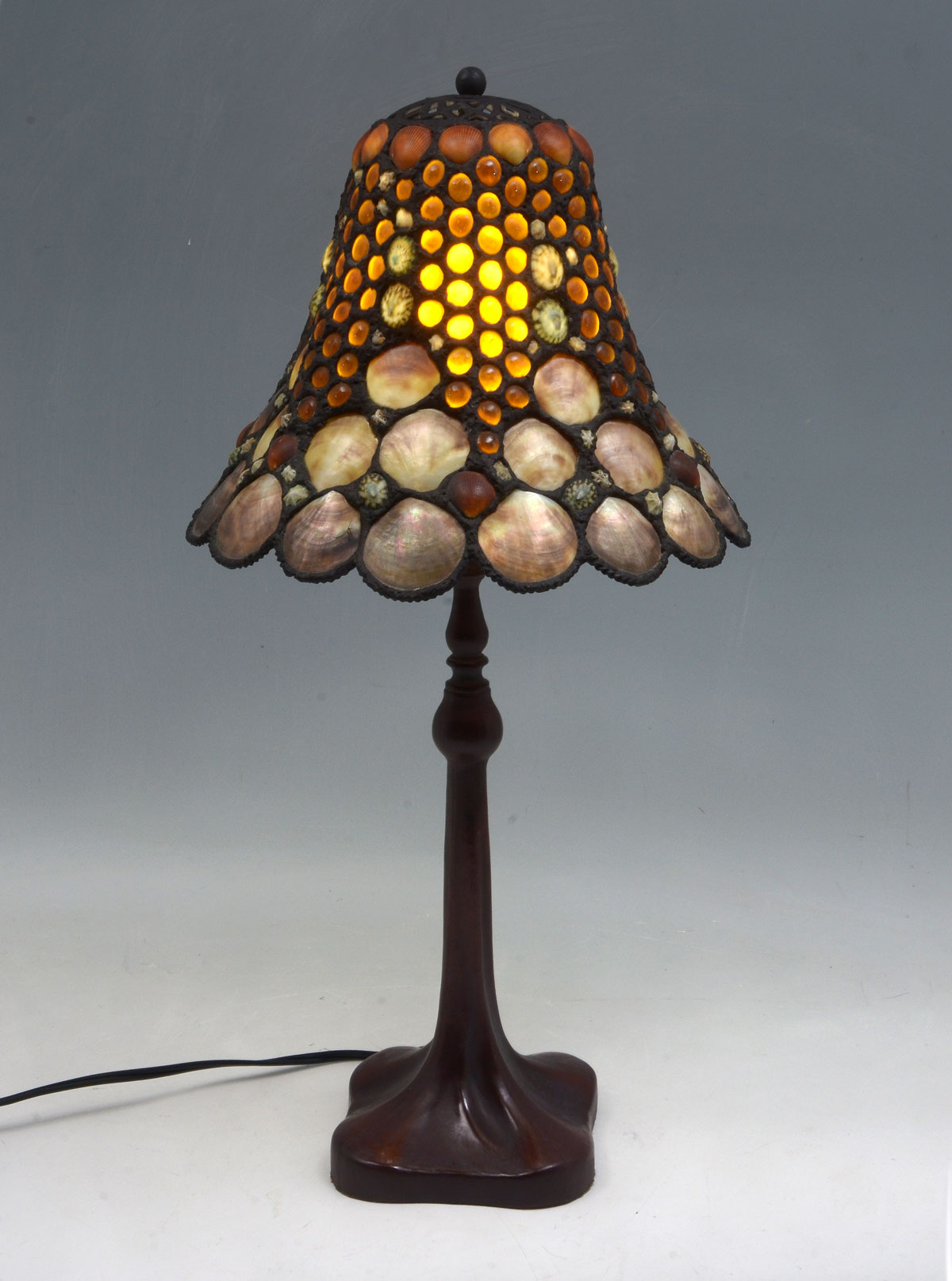 Appraisal: CONTEMPORARY LEADED SHELL AND GLASS LAMP '' h