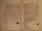 Appraisal: A framed display of two th century documents complete with