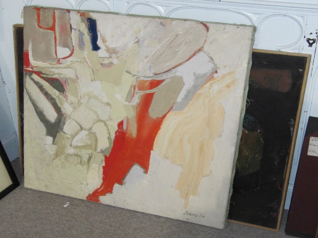 Appraisal: Lot comprising two abstract oils on canvas one signed and