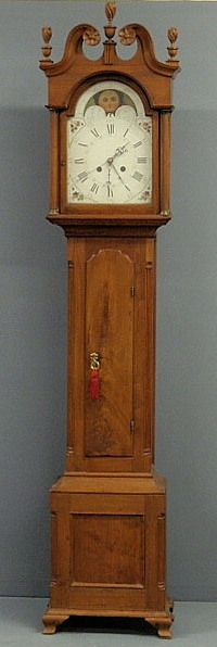 Appraisal: Pennsylvania Chippendale walnut tall case clock c with a broken