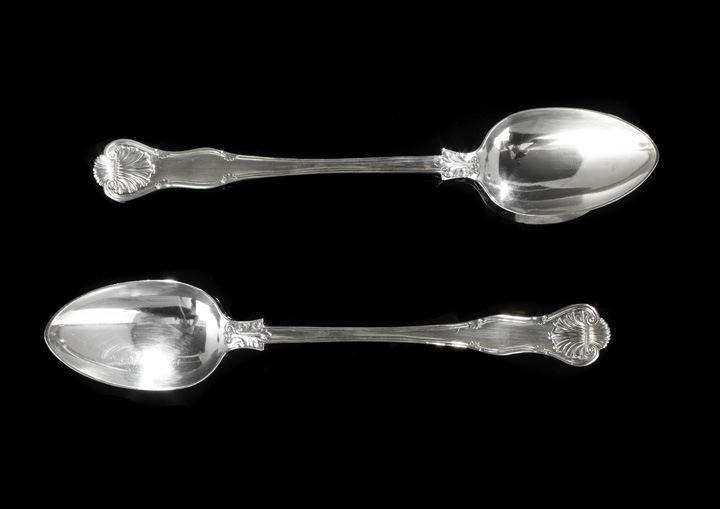 Appraisal: Pair of William IV Sterling Silver Stuffing Spoons hallmarked London