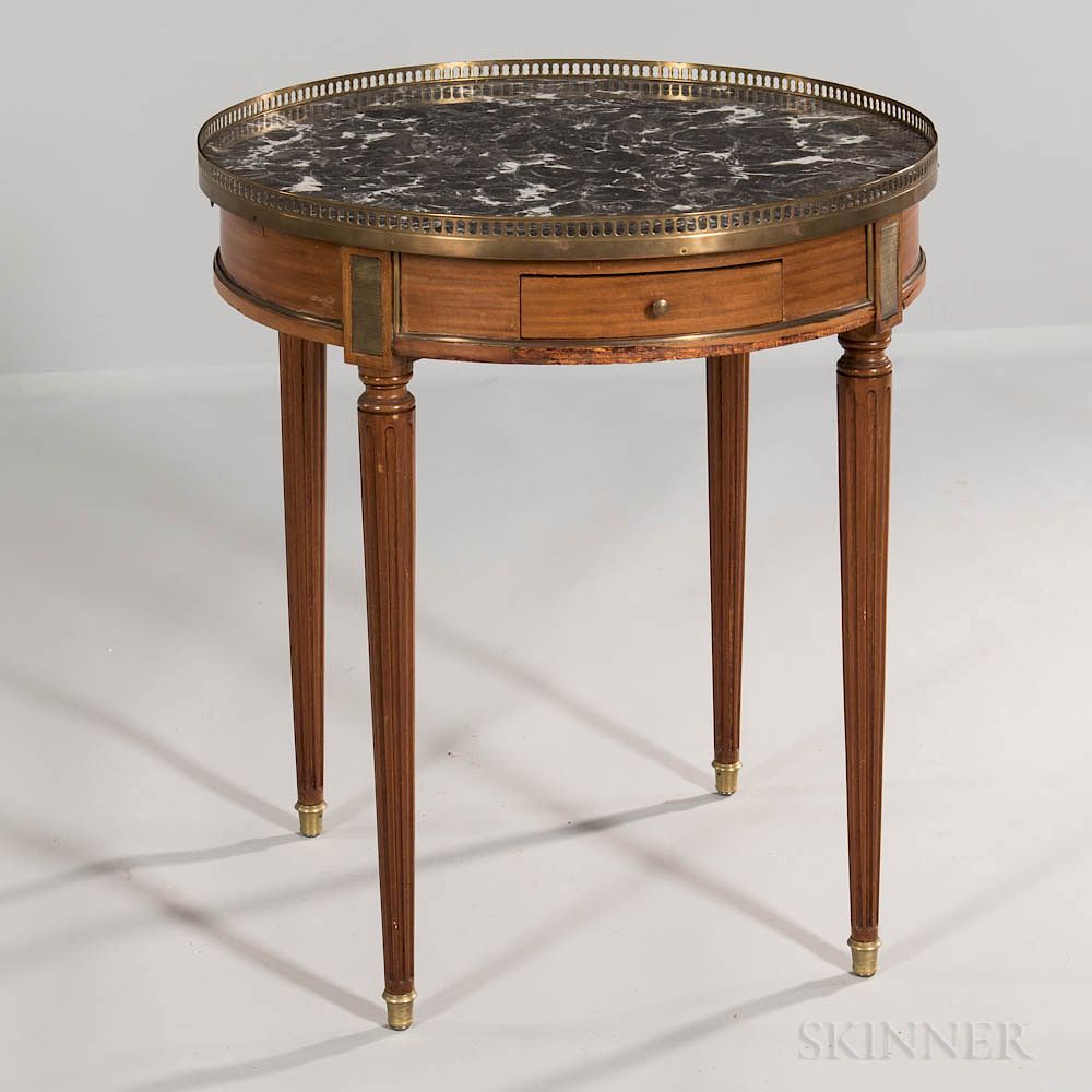 Appraisal: Louis XVI-style Mahogany and Mahogany-veneered Marble-top Side Table Louis XVI-style