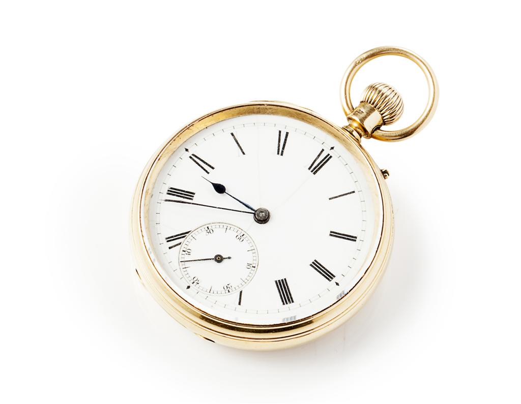 Appraisal: An ct gold cased pocket watch keyless wind enamel dial