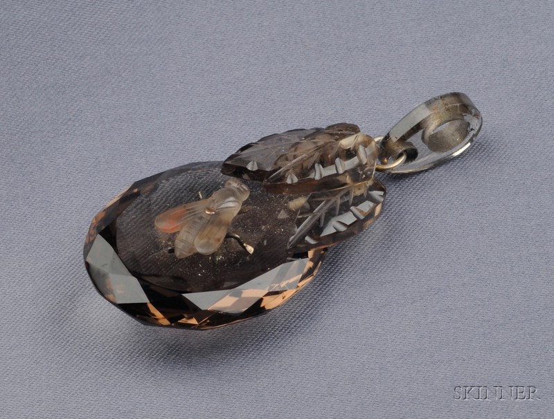 Appraisal: Victorian Smoky Quartz Pendant designed as a fly resting on