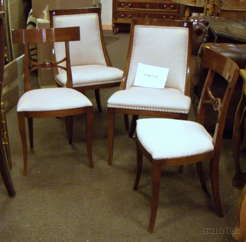 Appraisal: Pair of Biggs Classical-style Upholstered Mahogany Gondola Chairs and a