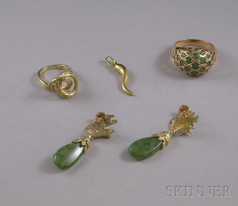 Appraisal: Small Group of Mostly Gold Jewelry including an Italian kt