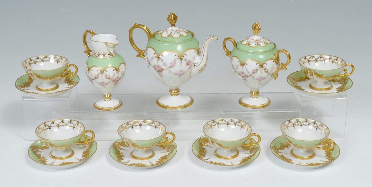 Appraisal: FRENCH LIMOGES FLORAL DEMITASSE SET Jean Pouyat Ca - pieces