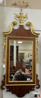 Appraisal: Chippendale mahogany mirror with gilt foliate urn and scrolled arch