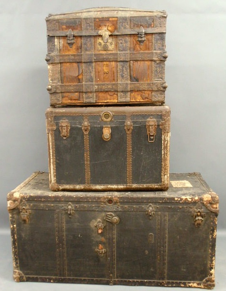 Appraisal: Three steamer trunks