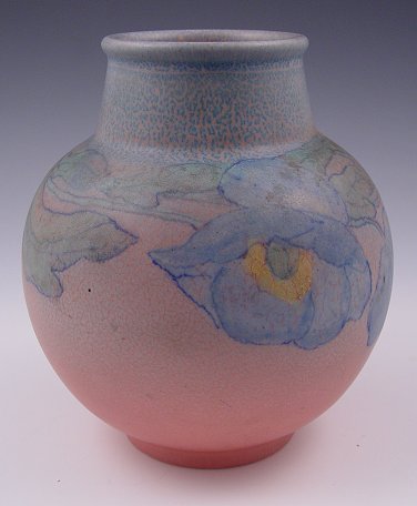 Appraisal: ARTIST SIGNED ROOKWOOD POTTERY VASE Matt glaze with blue flowers