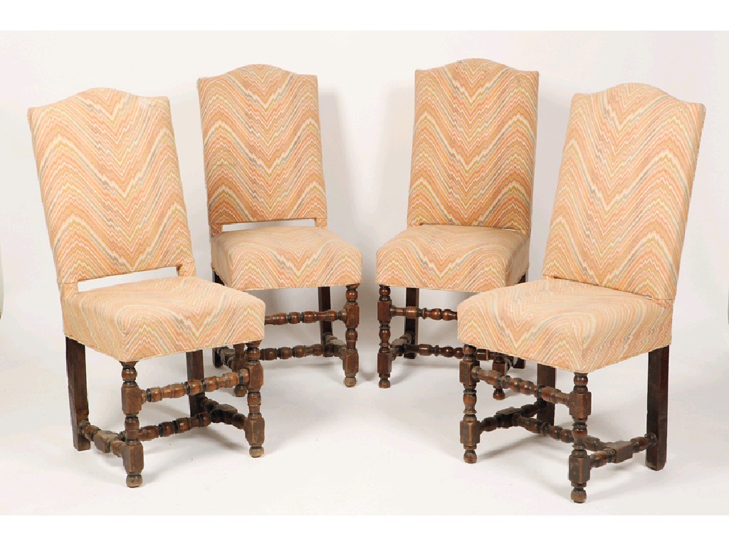 Appraisal: A SET OF FOUR FLEMISH HIGH-BACKED DINING CHAIRS the backs