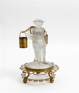 Appraisal: A Molded Glass and Gilt Metal Figural Stand Height overall