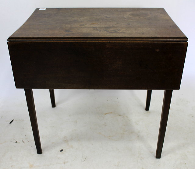 Appraisal: A GEORGE III MAHOGANY PEMBROKE TABLE with ruled joints drawer