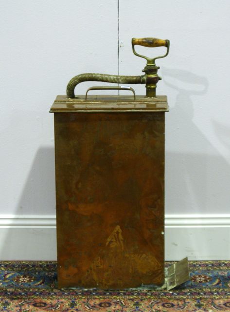 Appraisal: A copper and brass fire extinguisher with label reading J