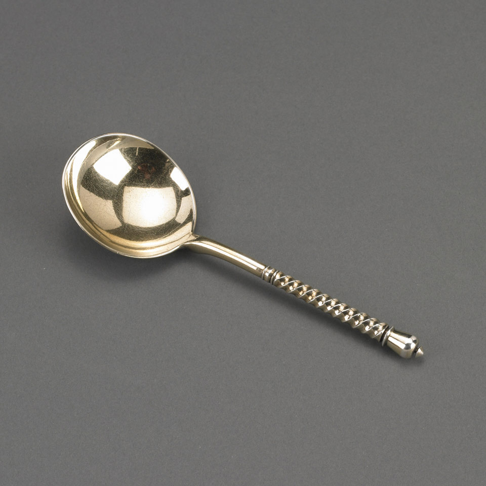 Appraisal: Russian Nielloed Silver-Gilt Spoon Moscow assaymaster Viktor Savinkov length in