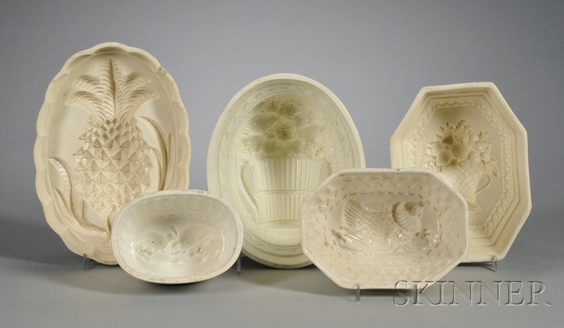 Appraisal: Five Creamware Culinary Molds England late th early th century