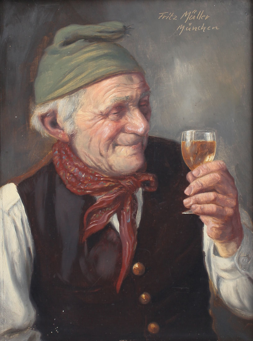 Appraisal: MULLER Fritz German - Portrait of an Elderly Man Admiring