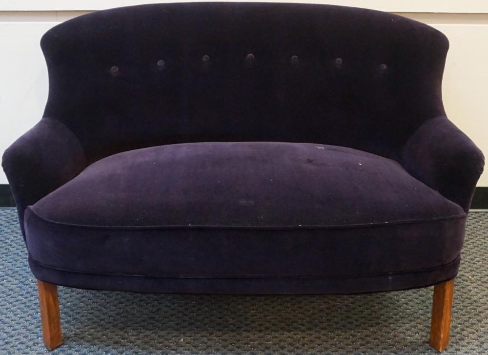 Appraisal: Orla Molgaard-Nielsen Mid Century Modern Purple Velvet Upholstered Sofa x