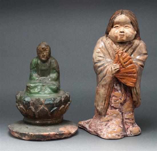 Appraisal: Chinese terracotta figure of a seated Buddha and a Japanese