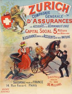 Appraisal: Vintage Poster Zurich Compagnie Generale D'Assurances circa French School th