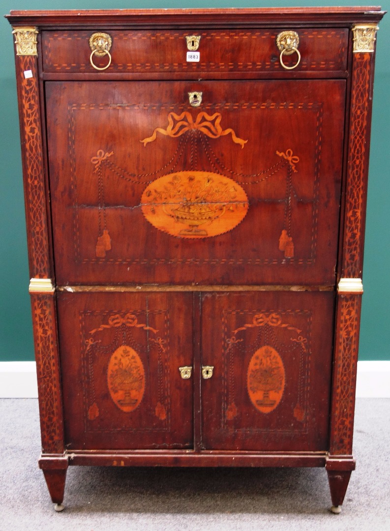 Appraisal: An early th century Dutch gilt metal and marquetry inlaid