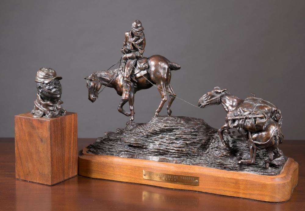 Appraisal: DAN HUBER Oregon st century two bronze sculptures Fort Assiniboine