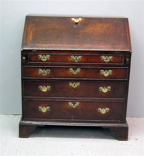 Appraisal: th century oak fall front bureau the interior with drawers