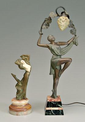 Appraisal: Art Deco figural lamp and figure both with dancers lamp