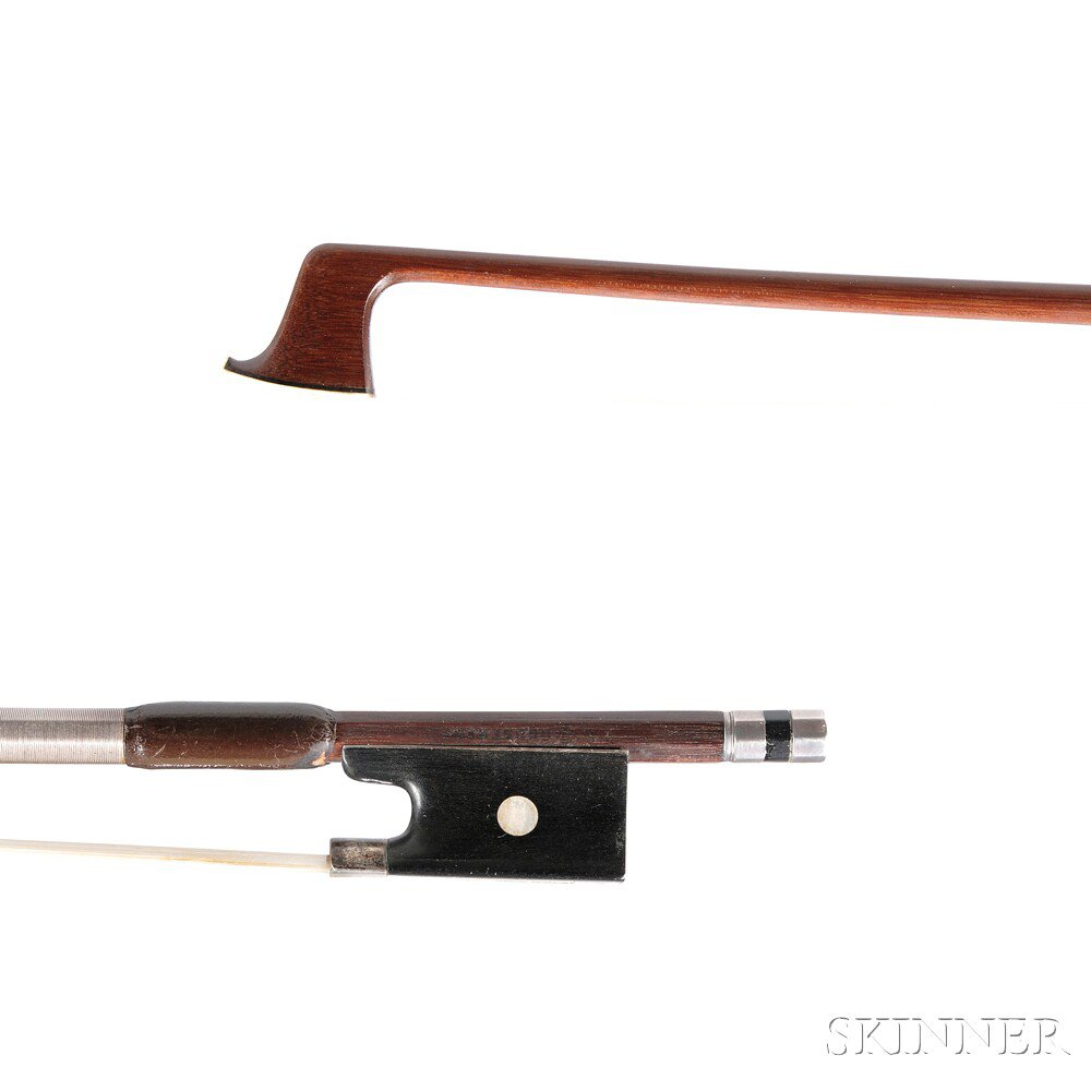 Appraisal: German Silver-mounted Violin Bow the round stick stamped AUGUST RAU