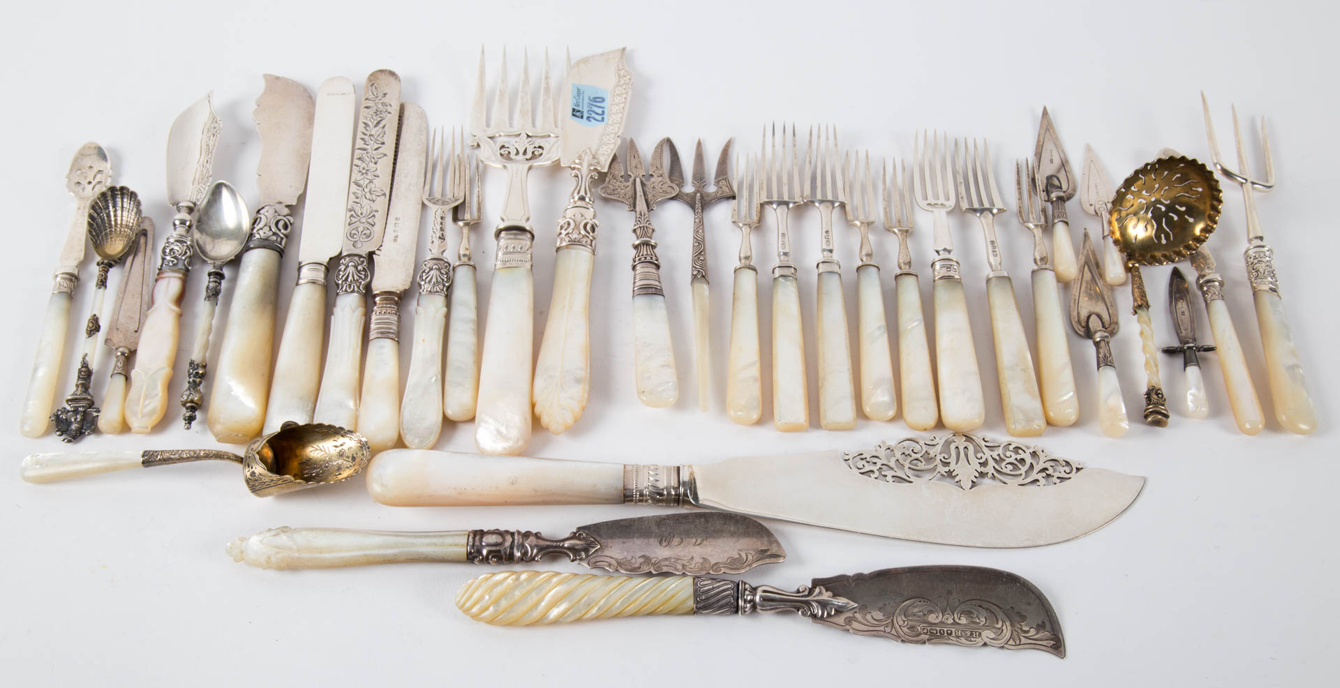 Appraisal: Assorted English pearl handled sterling flatware comprising pieces including -pc