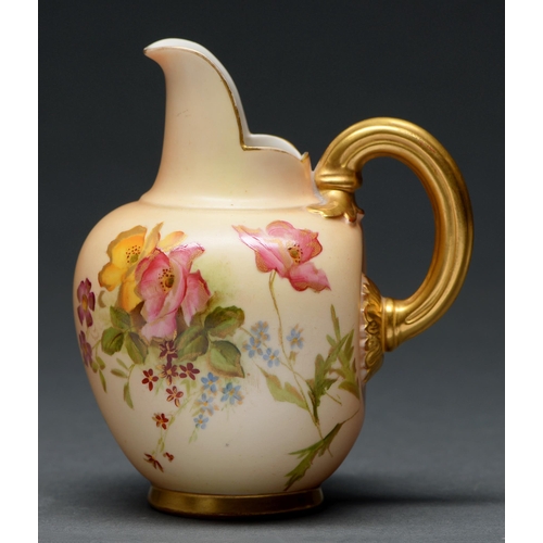 Appraisal: A Royal Worcester flatback jug printed and painted with flowers