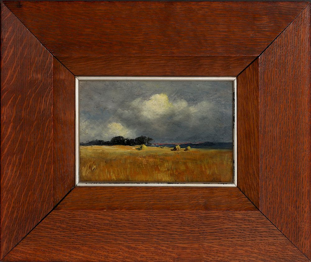 Appraisal: GEORGE VAN MILLETT - OIL ON CIGAR BOX LID George