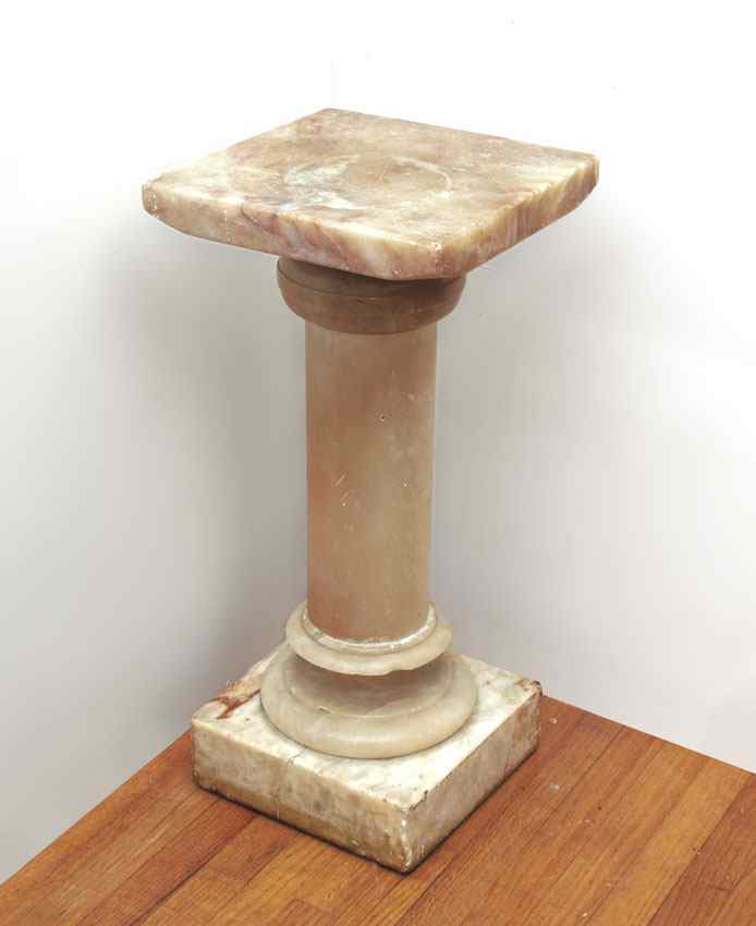 Appraisal: HEAVY CARVED MARBLE PEDESTAL Thick column support '' h x