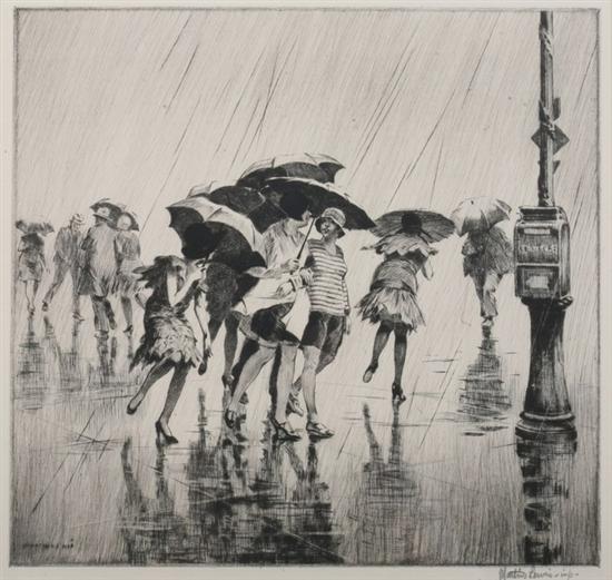 Appraisal: MARTIN LEWIS American - WET SATURDAY signed in pencil lower