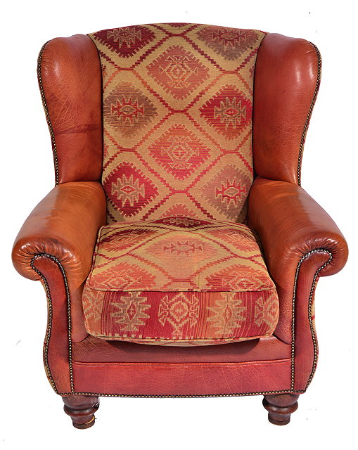 Appraisal: A LARGE CONTEMPORARY WING BACK AND TAPESTRY UPHOLSTERED ARM CHAIR