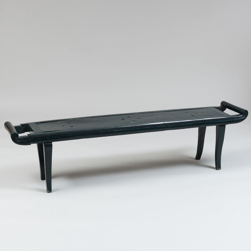 Appraisal: Provincial Green Painted Wood Bench x ft x in John