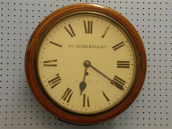 Appraisal: th century mahogany cased fusee wall clock by Shoolbred Co