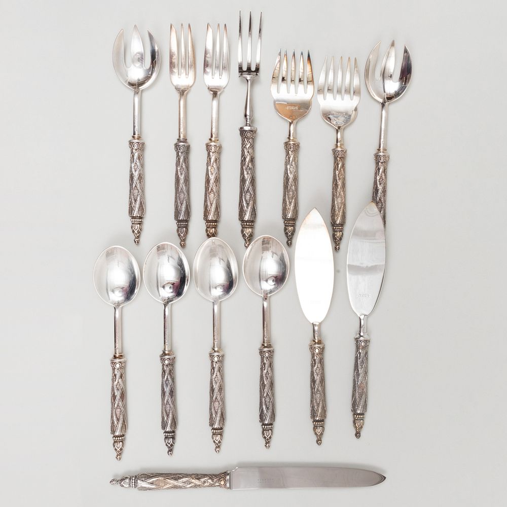 Appraisal: Set of Fourteen Christian Lacroix Silver Plate Servers Comprising A