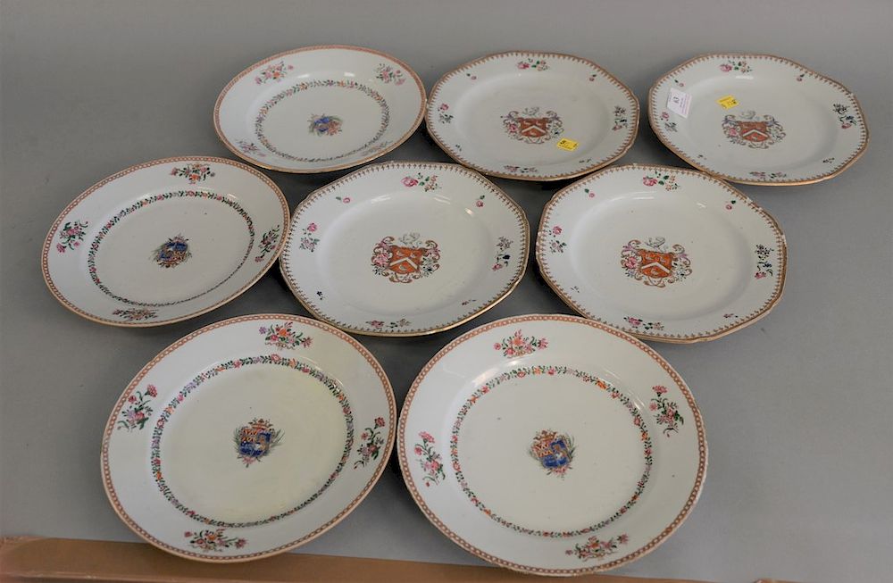 Appraisal: Group of eight Chinese export armorial plates to include four