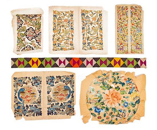 Appraisal: A Large Collection of Embroidered Panels Length of longest inches