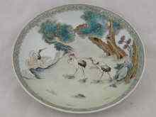 Appraisal: A large Chinese open dish with cranes and foliage cm