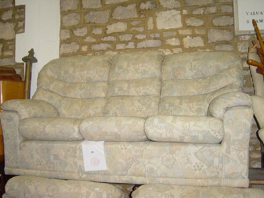 Appraisal: A 'G' plan three piece suite with stylised floral upholstered