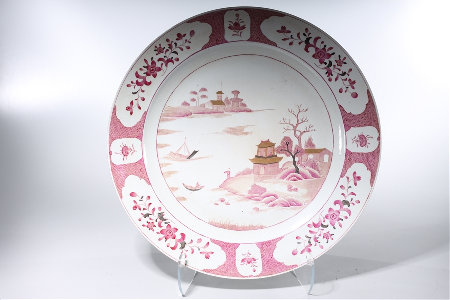 Appraisal: Large Chinese enameled porcelain charger with a central scene of