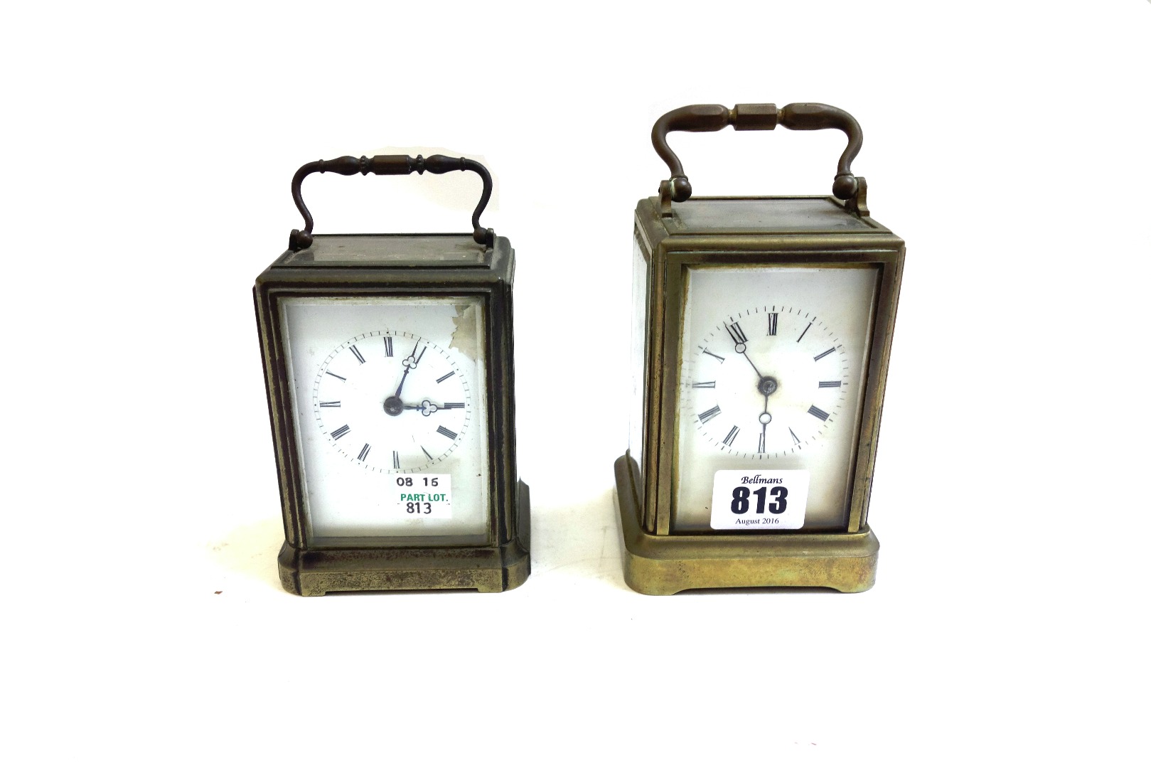 Appraisal: A brass cased carriage clock late th century with two