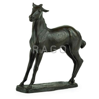 Appraisal: HUGHLETTE WHEELER American - Bronze sculpture of horse Pep Signed