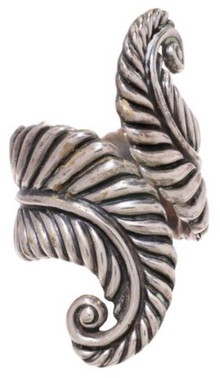 Appraisal: Estate Modernist sterling silver clamper cuff MS Taxco Mexico swirling