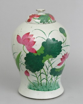 Appraisal: Another Chinese Porcelain Temple Jar with Lid A Chinese porcelain